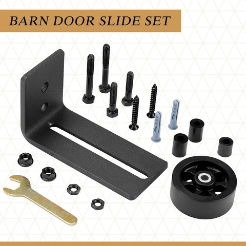 4 Pieces Sliding Closet Barn Door Floor Guide Kit With Flush Wall Mount Design And Bottom Adjustable Roller Non Scratch Hardware