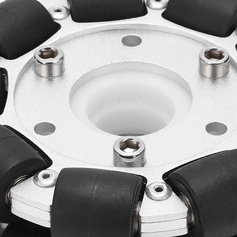 Close-up of Durable 100mm Double Aluminum Omni Directional Wheel for Robots With 30Kg Load Capacity And No Fuss 360 Degree