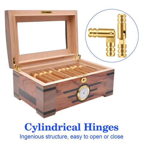 Brass Hidden Barrel Hinges 18 Pcs For Wood DIY Projects, illustration on jewelry box with hinged lid, close-up view included
