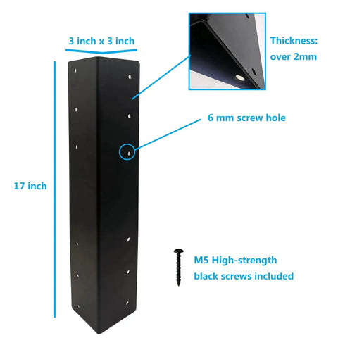 4-Piece 17-Inch Garden Raised Bed Corner Brackets With Screws For 20-24 Inch Lumber Black Powder Coated Steel 2mm Thick