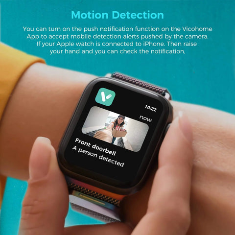 2K Smart Video Doorbell With Chime And Battery Powered Wireless Security Camera notification shown on smartwatch screen