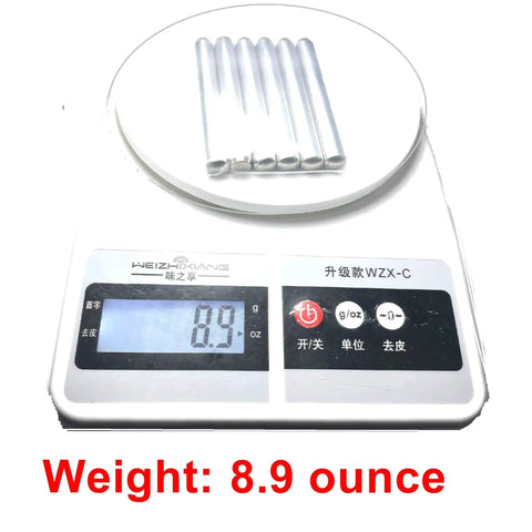 6 Pack 3 Eighth Inch Dowel Pins 3 Inch Long Shelf Pins Alloy Steel For Wood Furniture And Bunk Beds Durable Fastening Elements To Fix A Component Position on digital scale showing 8.9 ounces