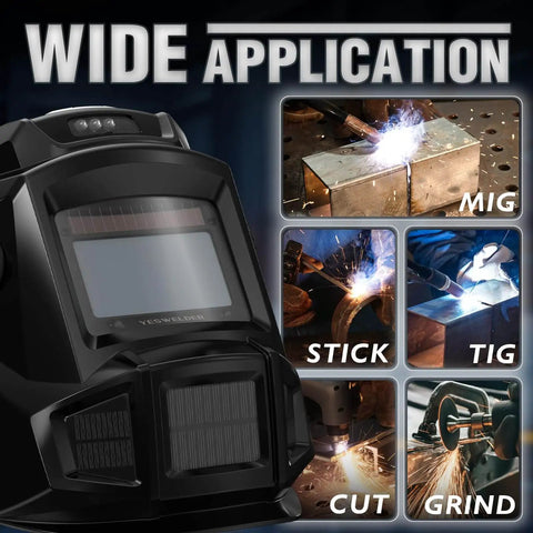Auto Darkening Welding Helmet With Built In Fan And LED Light, Solar Powered Welder Mask With Four Arc Sensors