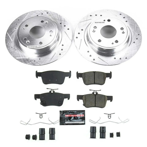 PowerStop rear brake kit for Honda Accord 2018–2025 with drilled and slotted rotors and ceramic pads