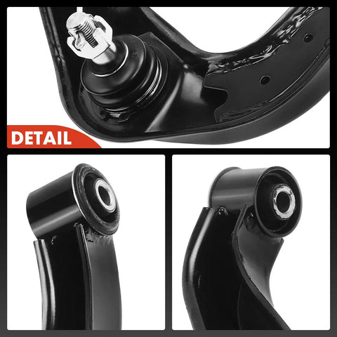 Detail views of 2 Front Upper Control Arm Set With Beefed-Up Ball Joints And Bushings For Nissan Frontier 2006-2019, Pathfinder 2005-2012, Xterra 2005-2015 - Driver And Passenger Side, Premium Rubber Bushings, Easy Install