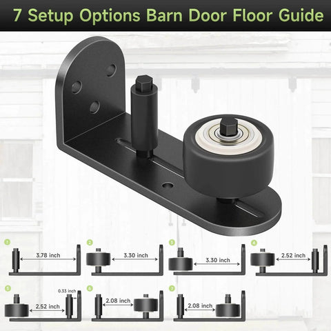 2 Pack Sliding Barn Door Floor Guide Set With Quiet Bearing And Adjustable Rubber Rollers, Rustproof Aluminum Floor Track