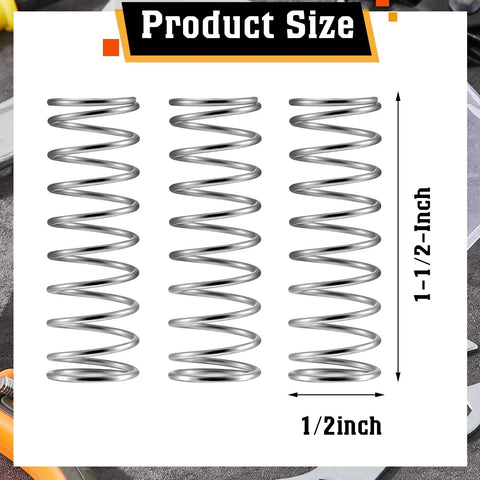 Six stainless steel compression springs, 1/2 in diameter by 1-1/2 in length