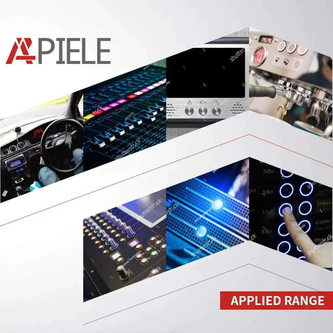 Collage of control panels and dashboards featuring 16mm Beefy Latching Push Button Switch With 12V LED Ring, Blue Ring Light for cars