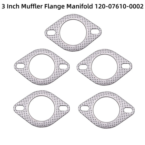 3-inch exhaust gasket, metallic finish, 2-bolt flange, high-temperature, set of 5 for muffler flange/manifold