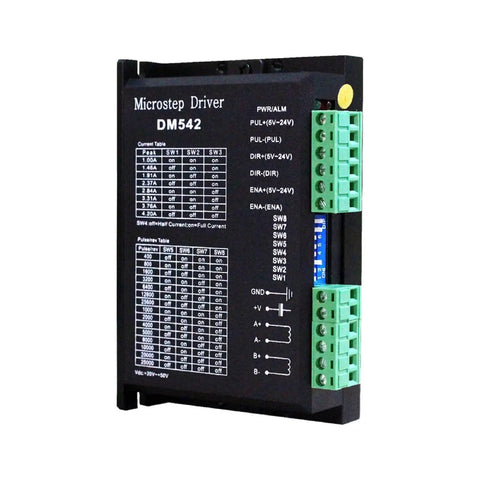 Premium CNC Stepper Motor Driver DM542, 2 phase, 128 microsteps, with green terminal connectors, for NEMA 17 23 34 motors