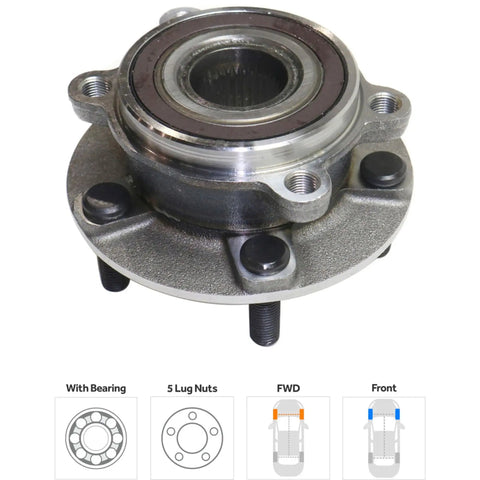 Front Wheel Hub Bearing Assembly Replacement Kit For Mazda CX5 2013 To 2022 And Mazda6 2014 To 2019 AWD Set Of 2 5 Lug Includes Bearing And Wheel Studs Direct Fit Replacement Replaces KD353304XD