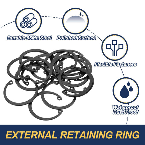 20 Pcs Internal Retaining Rings Set For Automotive Grooved Shafts, 40mm Inner Diameter And 43.5mm Outer Ring, 65Mn Steel C Clip Snap Ring Circlip