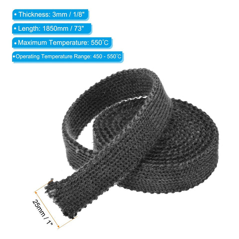 PATIKIL wood stove gasket rope, 2 pcs, 1in x 1/8in x 73in, black graphite fiberglass seal for stove door