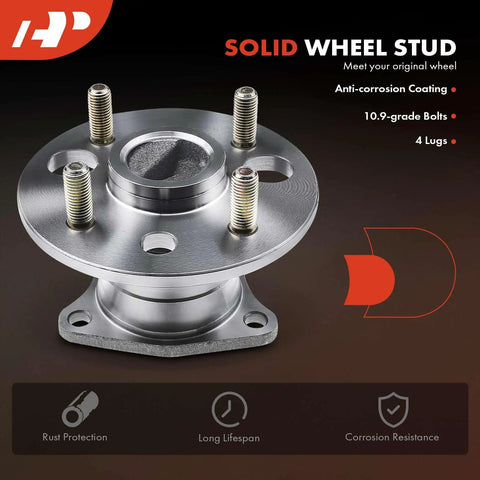 Two Rear Wheel Bearing And Hub Assembly 5 Lug Compatible With Toyota Corolla 1993 To 2002 Chevrolet Prizm 1998 To 2002 Geo Prizm 1993 To 1997 Heavy Duty Ball Bearing For Superior Axial And Radial Load Support And Smooth Rolling, solid wheel hub, anti-corrosion coating, 4 lugs visible