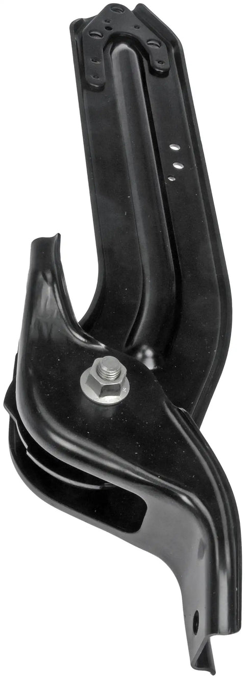 Side view of black Dorman rear passenger side suspension trailing arm with mounting bolt