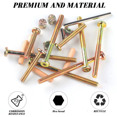 Heavy Duty M6 40mm 50mm 60mm 70mm 80mm Crib Screws Assortment Twenty Piece For Wooden Double Beds Hardware Replacement Kit
