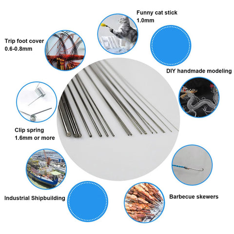 Stainless steel spring wire, COYOUCO, 50cm full-hard straight wire, 0.2-2mm, 40 pcs