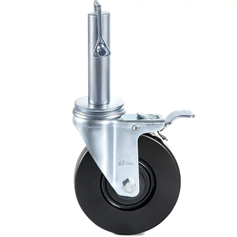 4 Pack 5 Inch Scaffolding Wheels With 1 Inch Solid Stem Rubber Caster Wheels Dual Locking Heavy Duty Casters 330 Lbs Capacity