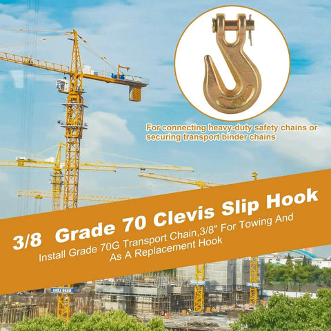 Eight Piece Three Eighths Inch Clevis Grab Hooks Set G70 Heavy Duty Forged Steel Trailer Safety Chain Hooks 7500 Lbs Capacity