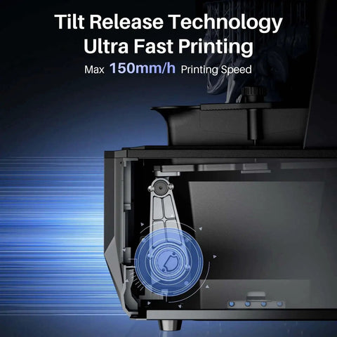 Saturn 4 Ultra 16K Resin 3D Printer Cranks Out 150 mm Per Hour, showcasing tilt release technology and fast printing speed.
