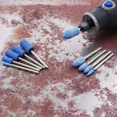 Aluminum Zirconia Abrasive Mounted Grinding Bits Set For Rotary Tools One Eighth Inch Shank 44 Mm Length With 4 5 6 Mm Head Diameters