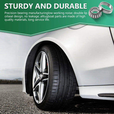 Side view of car on road highlighting Ready to Roll Wheel Hub Assembly and Bearing Kit for Mitsubishi Mirage 2000 2002 1.5L 1.8L and Lancer ES 2002 2005 2.0L SPK350 WB510061 Includes Two Hubs and Two Bearings