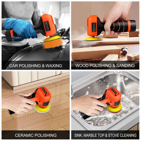 Cordless 3 Inch Palm Sander Kit With 16.8V 3.0Ah Liion Battery used for car polishing, wood sanding, ceramic and kitchen cleaning