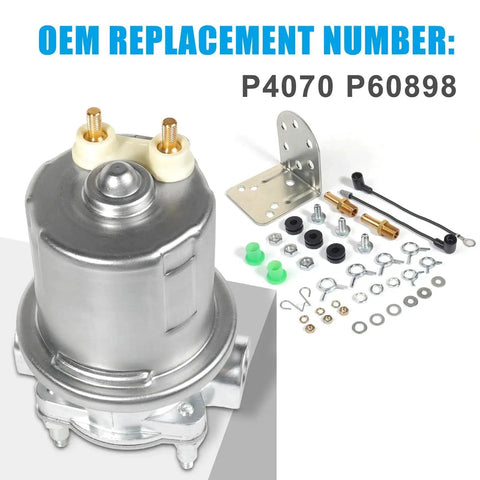 12V Inline Electric Fuel Pump For Carburetors Universal Replacement With Regulated 4-7 PSI Output and assorted hardware