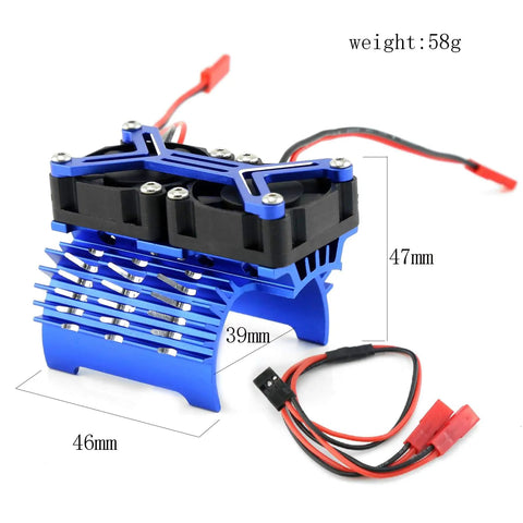Beefy Dual 15000 RPM RC Brushless Motor Cooling Fan With 42mm Aluminum Heatsink For 4274 4068 4268 Motors front view