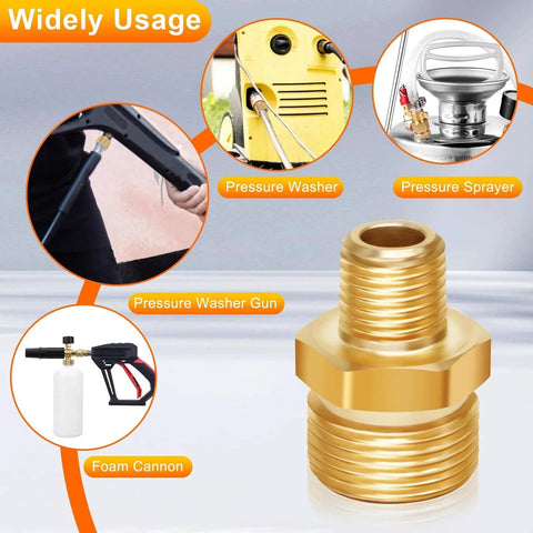 Brass High Pressure Washer Adapter One Quarter NPT Male To M22 Fourteen Millimeter Male Converter 4800 PSI with usage examples