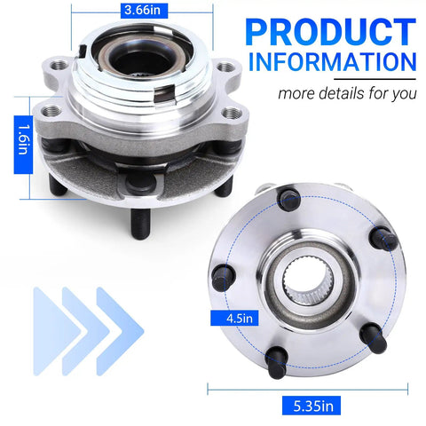 2 Pack Front Wheel Bearing And Hub Assembly Double Row Chrome Steel Fits 32 Spline Hubs For Popular Sedans And SUVs ISO IATF Certified