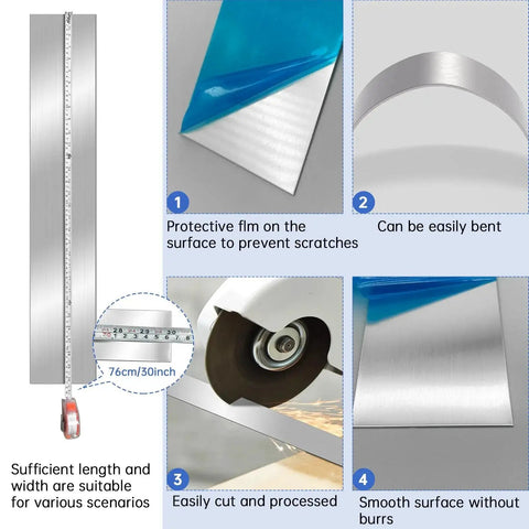 Two Pack 304 Stainless Steel Gap Filler Trim Strips With Brushed Finish 30 By 3 Inches And 0.04 Inch Thick Bendable And Cuttable