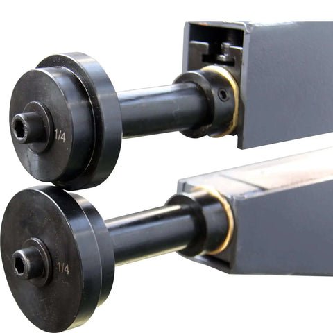 Close-up of rollers on 36 Inch Throat Electric Bead Roller For Sheet Metal 20 Gauge Capacity Motorized Rotary Forming Machine