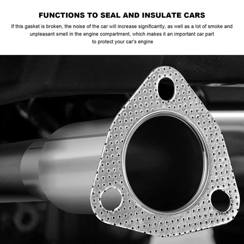 Automotive exhaust gasket set, NYTKL, 2 pcs, 2.5-inch 3-bolt high-temp flange gaskets, perforated metal