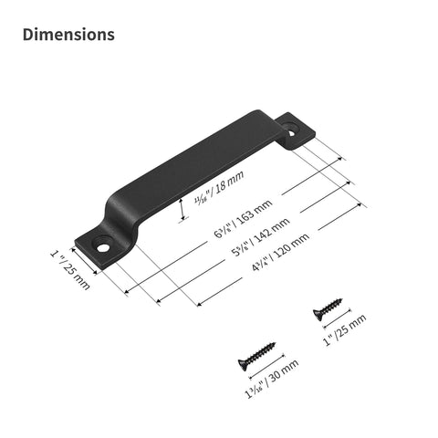 Black 6.42 Inch Barn Door Handle Set Pack 2 Built Tough for Sliding Doors Cabinets Closets Drawers With Matte Black Finish