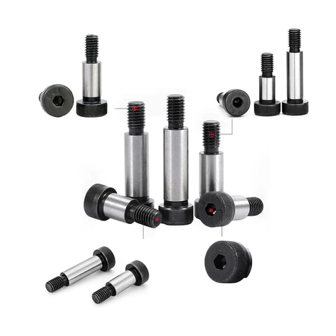 Beefy Heavy-Duty Alloy Steel Shoulder Bolts Set For Tough Applications, 1/2 Inch Diameter, 2 Inch Length, 3/8-16 Threads, Hex Socket, Black Oxide Finish
