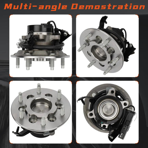 Multi-angle view of 2WD Front Right Wheel Hub And Bearing Assembly For Chevrolet Colorado, GMC Canyon, And Isuzu with ABS and 6 Lug Pattern