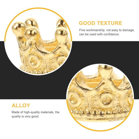 Close-up of Dope Vintage Style Crown Charms Set, gold tone alloy with intricate detailing, ideal for jewelry making and DIY accessories.