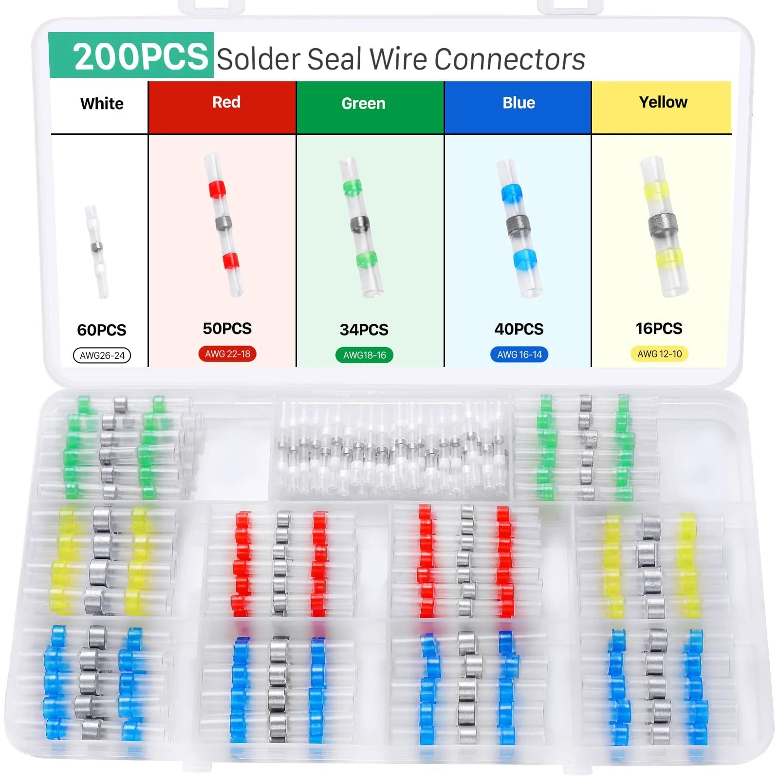 waterproof solder seal wire connectors kit 200 pcs 🍁
