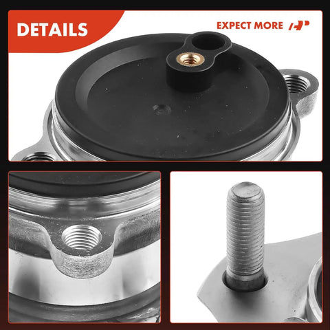 Close-up details of Rear Wheel Bearing And Hub Assembly For Mazda 3 2014 2015 2016 2017 2018 5 Lug Premium Aftermarket Replacement