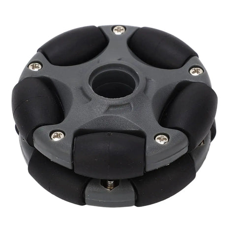 Omni Directional 58mm Plastic Wheel With Double Row 360 Degree Rotation for Robots Go Karts and ATVs in black and grey