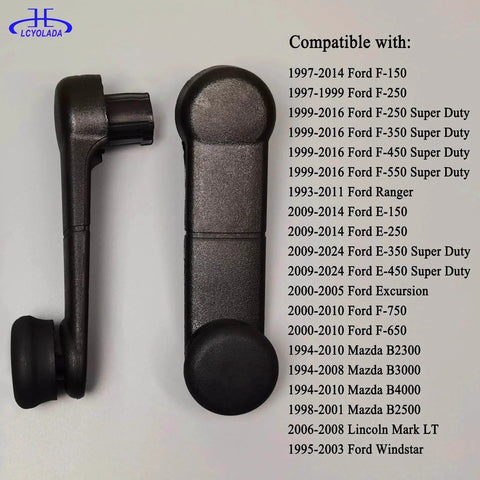 Window Crank Handle Replacement Textured Black For Ford F150 F250 F350 F450 F550 Super Duty E150 E250 Ranger Lincoln Mark LT Mazda B2300 Replaces 767MX F37Z1023342A Durable Manual Window Upgrade For Classic And High Mileage Trucks And Vans.