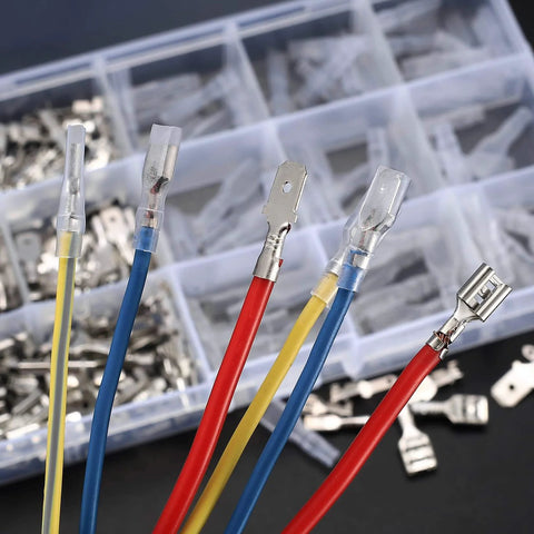 360 Pcs Spade Wire Connectors Kit For Car Audio And Electrical Wiring 2.8mm 4.8mm 6.3mm Quick Splice Crimp Terminals