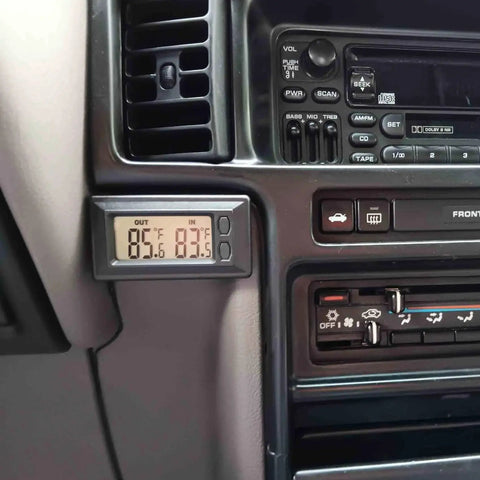 Dual Display Car Thermometer Indoor Outdoor Fahrenheit Celsius Max Min Memory installed on car dashboard