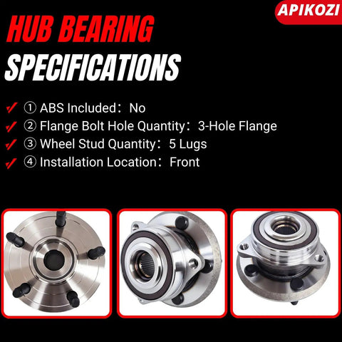 Front Wheel Bearing Assembly 513324 for 2011-2021 Grand Cherokee and 2011-2023 Durango With 5 Lug Bolt Pattern