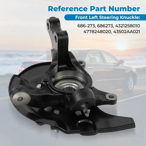 Front Left Steering Knuckle and Wheel Bearing Hub Assembly for Toyota Camry ES330 2004 2005 2006 V6 3.0L 3.3L Direct Bolt In Replacement