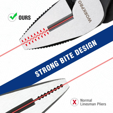 8 Inch Screw Extractor Pliers For Damaged Rusted Stripped Screws And Fasteners With Non Slip Jaws Lineman Style Remover Tool For Quick Extraction In Home Shop And Garage By WORKPRO showing strong bite design comparison