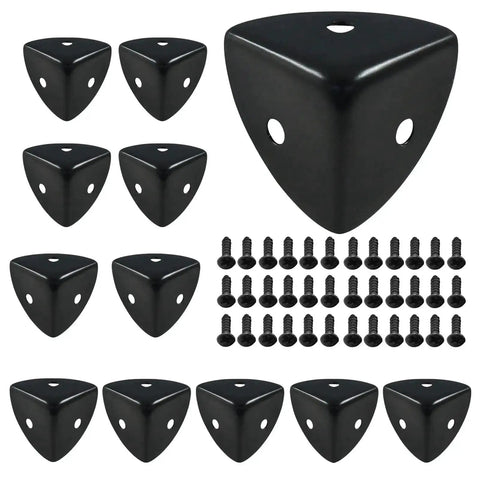 12 Pack Black Metal Corner Protectors Edge Guards For Furniture Protection 1 Inch Square Corner Covers With Included Mounting Screws