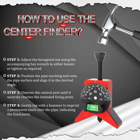 Pipe Center Finder With Magnetic Centering Head For Pros, 2.75 Inch Y Type Pipe Fitting Tool, Adjustable Dial Bubble Protractor