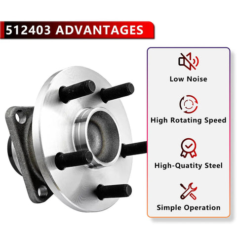 Rear Wheel Bearing And Hub Assembly Replacement Suspension Kit For Pontiac Vibe 2009 2010 And Toyota Corolla 2009 2019